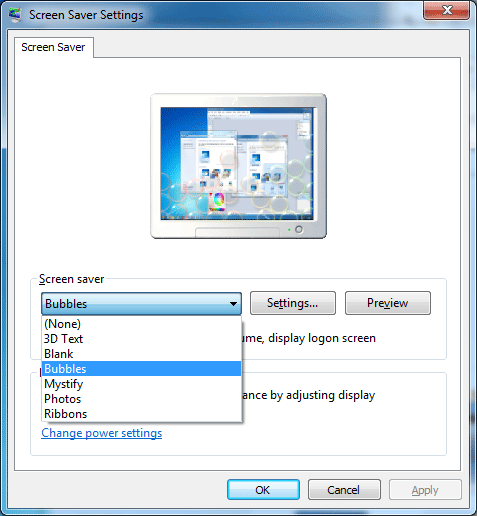 Windows 7 Screen Saver Settings